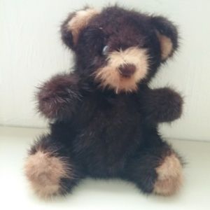 Genuine mink teddy bear vintage 7" by 5"